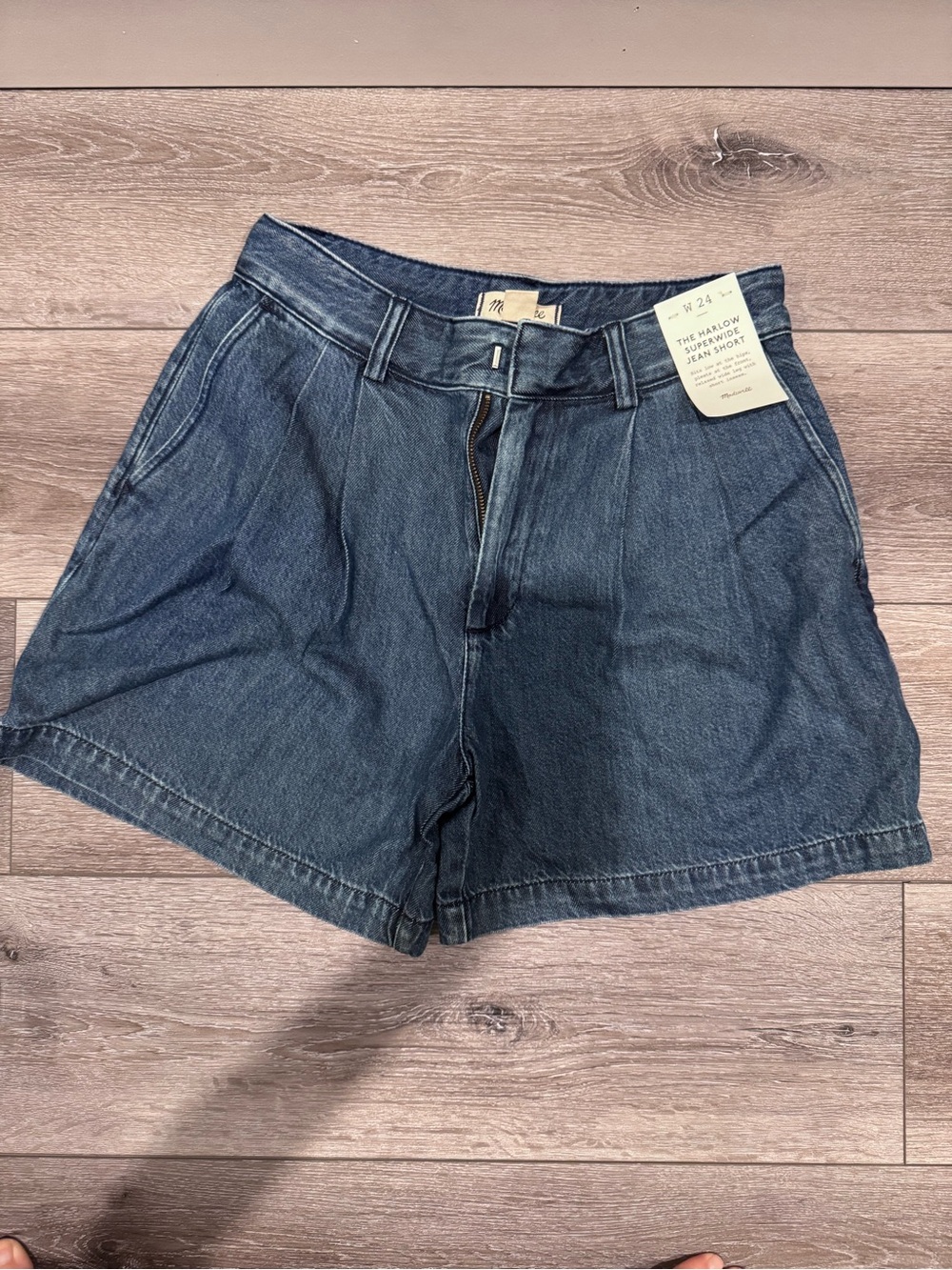 Madewell Dark Blue High-Rise Jean Shorts